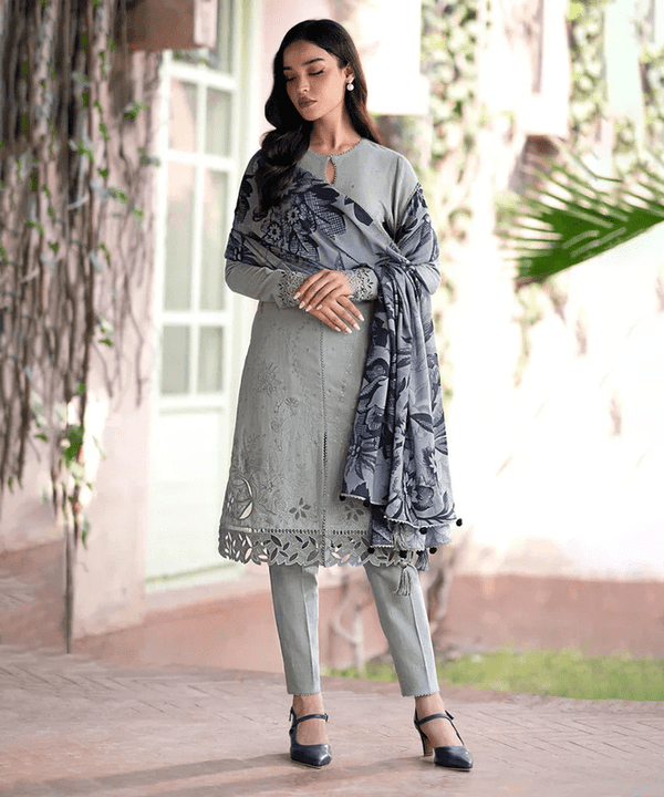 Lawn-3PC Embroidered Shirt with Digital Printed Jacquard Dupatta-1181