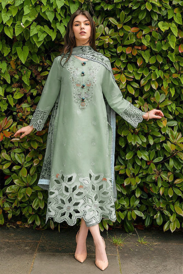 Lawn-3PC Embroidered Shirt with Digital Printed Jacquard Dupatta- 1191