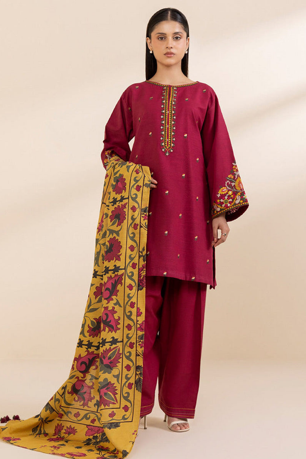 Lawn 3PC Embroidered Shirt with Digital Printed Dupatta-1237
