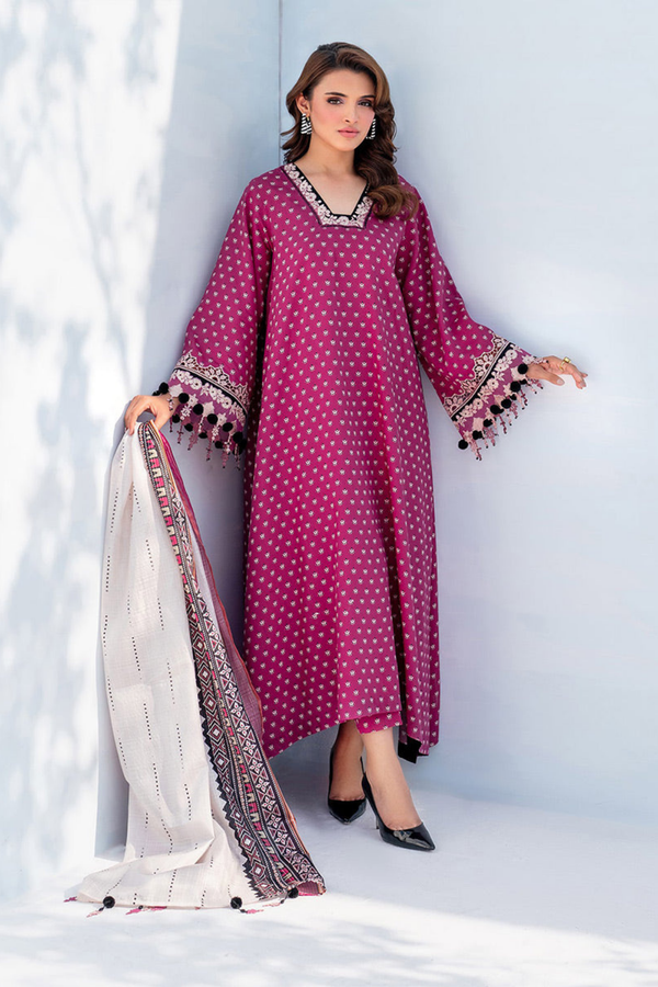 3PC Lawn Printed Shirt With Digital Printed Dupatta-1603