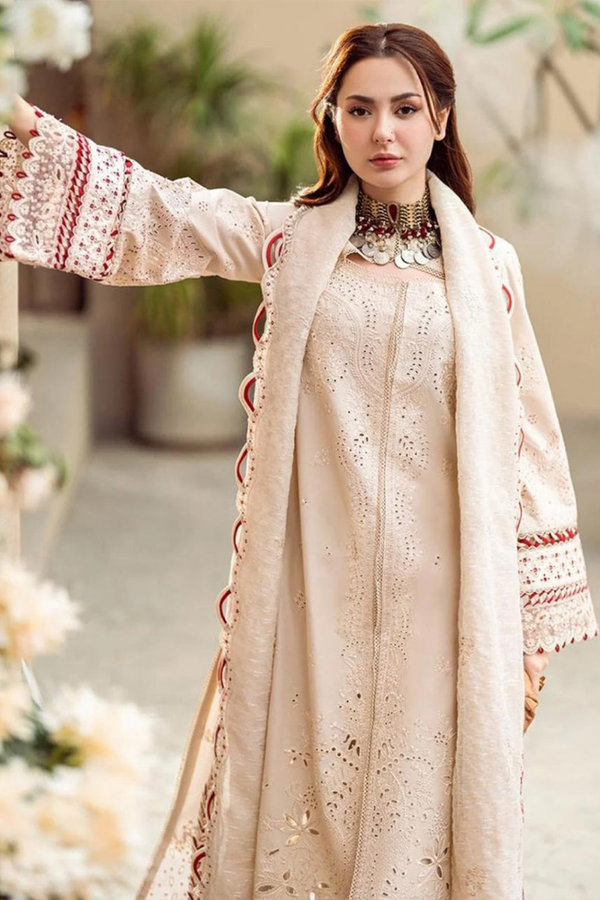 Lawn-3PC Embroidered Shirt with Organza Embroidered Dupatta-1357