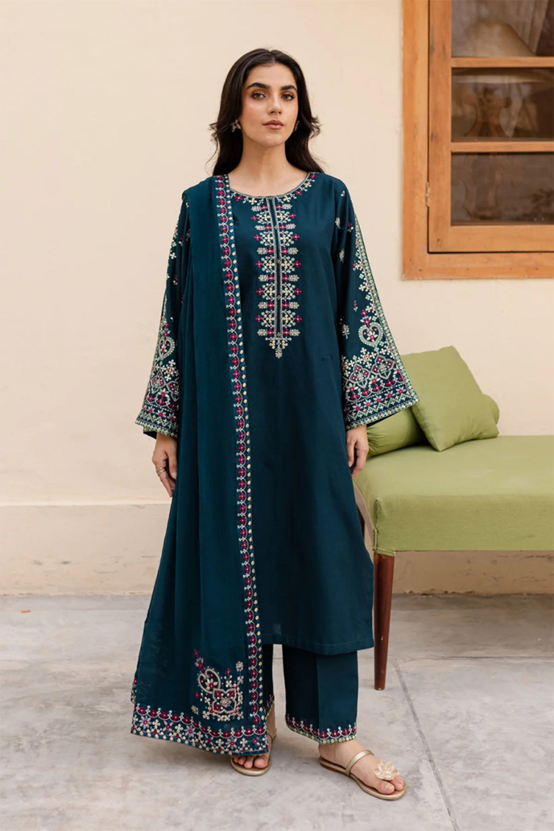 Lawn-3PC Embroidered Shirt with Chiffon Embroidered Dupatta-1266