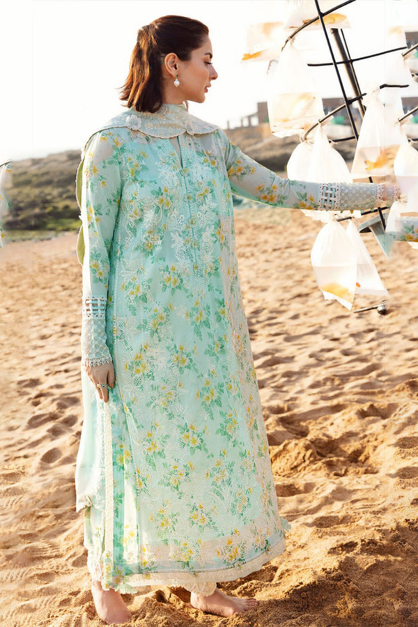 3PC-Printed Lawn Shirt With Voile Printed Dupatta-1543