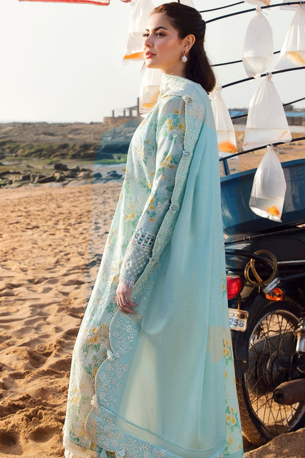 3PC-Printed Lawn Shirt With Voile Printed Dupatta-1543