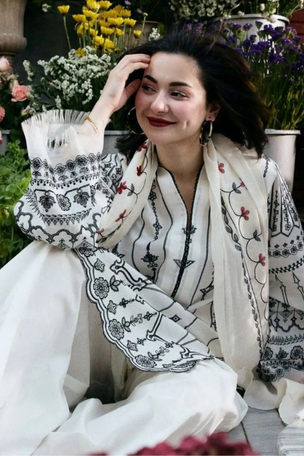 Lawn-3PC Embroidered Shirt with Digital Printed Jacquard Dupatta- 1383