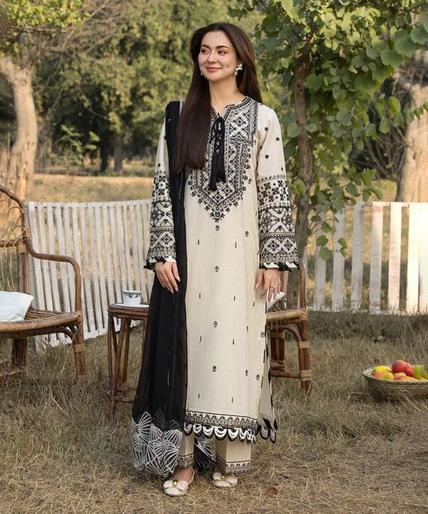 Lawn-3PC Embroidered Shirt with Organza Embroidered Dupatta-1354