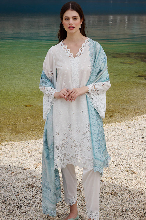 Lawn-3PC Embroidered Shirt with Digital Printed Jacquard Dupatta-1407