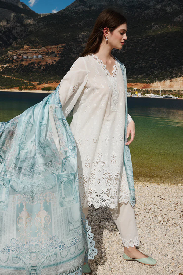 Lawn-3PC Embroidered Shirt with Digital Printed Jacquard Dupatta-1407