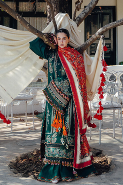 Lawn-3PC Embroidered Shirt with Digital Printed Jacquard Dupatta- 1003
