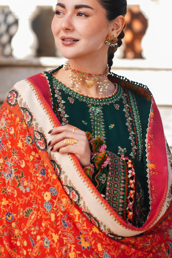 Lawn-3PC Embroidered Shirt with Digital Printed Jacquard Dupatta- 1003