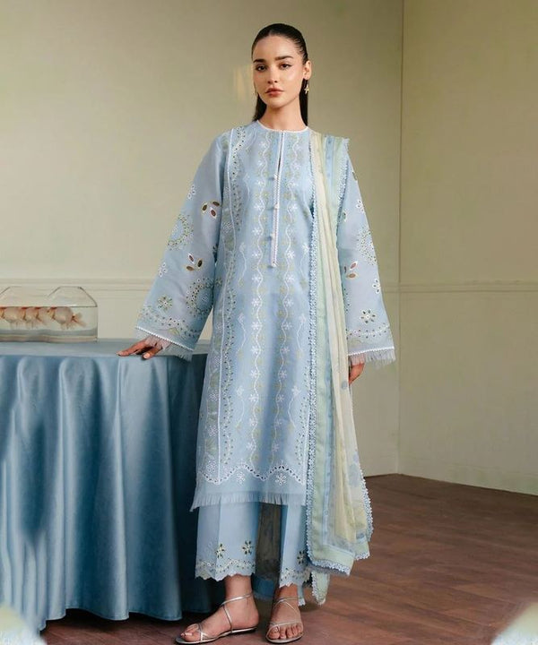 Lawn-3PC Embroidered Shirt with Digital Printed Jacquard Dupatta-1308