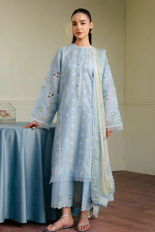 Lawn-3PC Embroidered Shirt with Digital Printed Jacquard Dupatta-1308