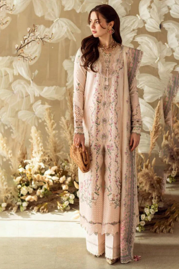 Lawn-3PC Embroidered Shirt with Organza Embroidered Dupatta-1379