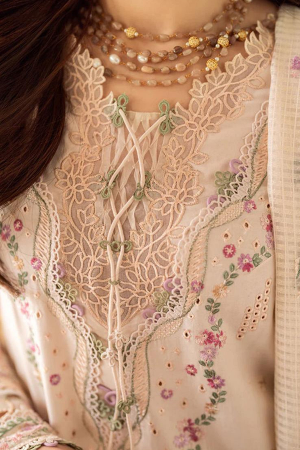 Lawn-3PC Embroidered Shirt with Organza Embroidered Dupatta-1379