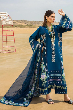 Crimson 3pc lawn Embroidered A199