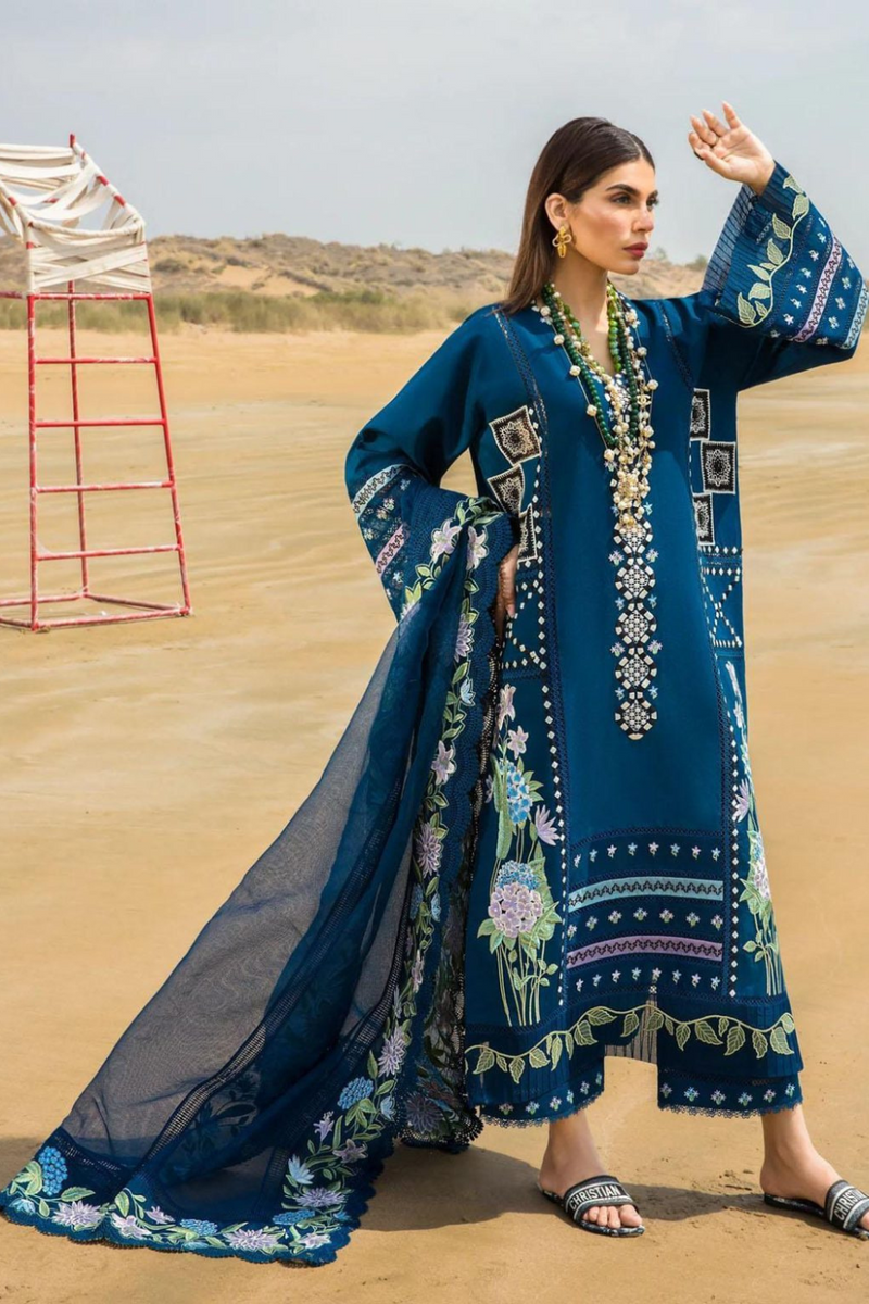 Crimson 3pc lawn Embroidered A199