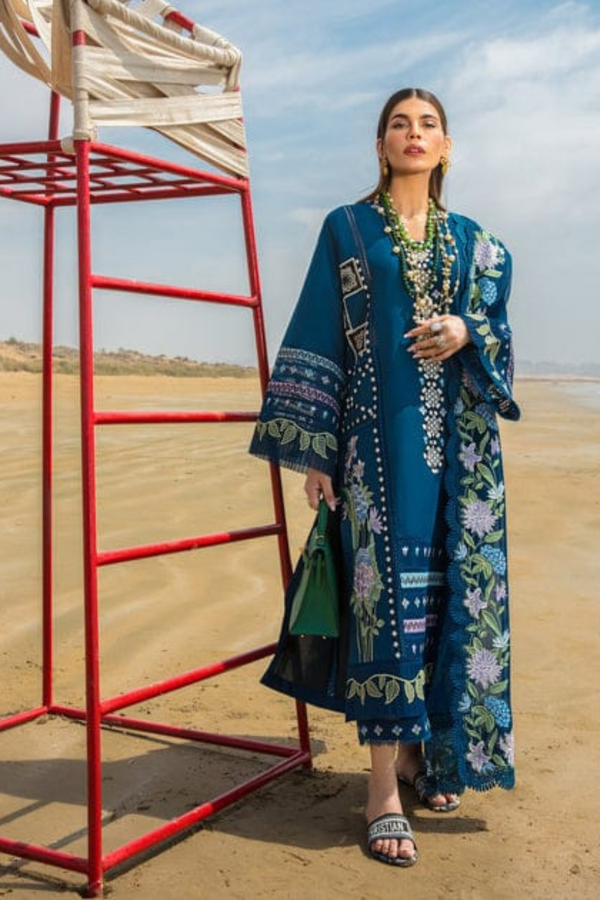 Crimson 3pc lawn Embroidered A199
