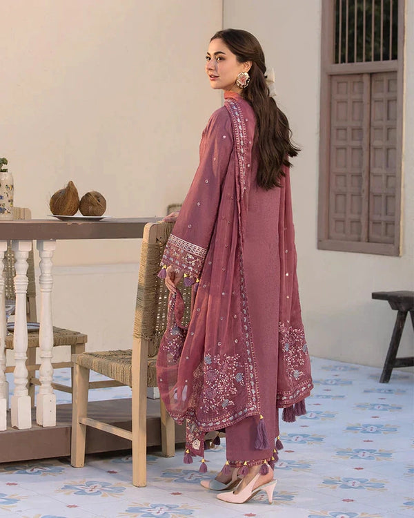 Dhanak-3PC Embroidered Shirt with Chiffon Embroidered Dupatta-3286