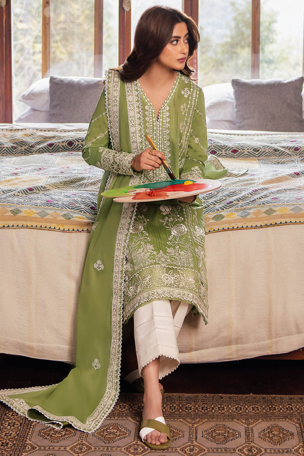 Zaha | Lush Green | 3 Piece Embroidered Lawn