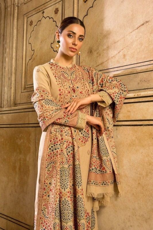 Dhanak-3PC Embroidered Shirt with Dhanak Embroidered Shawl- 590