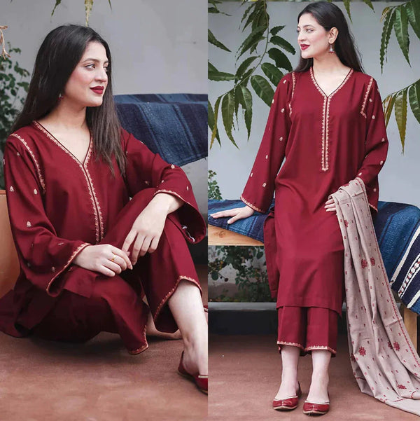 Dhanak 3PC Embroidered A0306