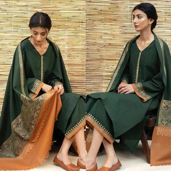 Dhanak 3PC With Wool Shawl A0305