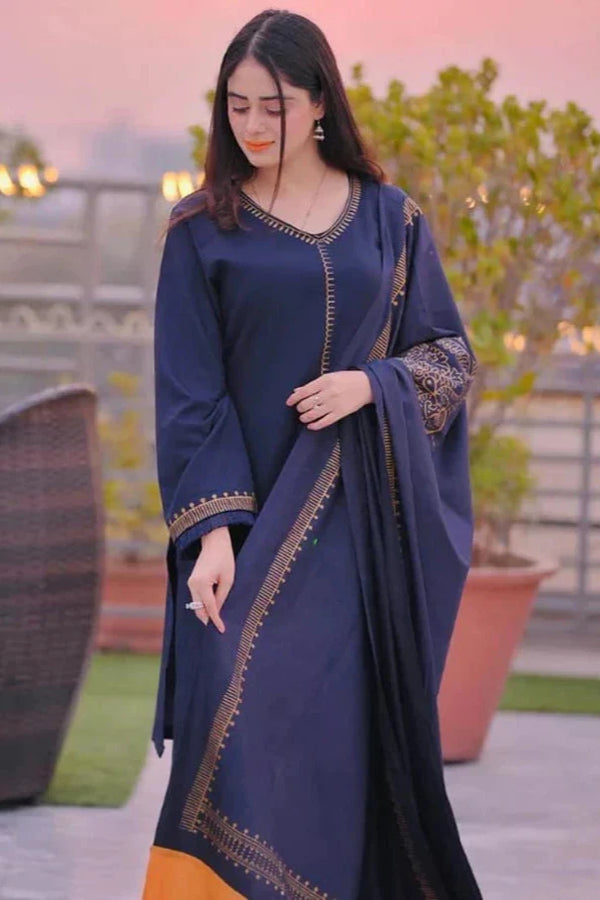 Dhanak 3PC Embroidered A0291