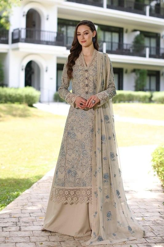 Dhanak-3PC Embroidered Shirt with Chiffon Embroidered Dupatta-238