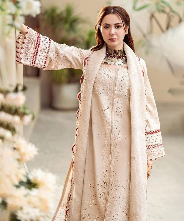 Lawn-3PC Embroidered Shirt with Organza Embroidered Dupatta-1357